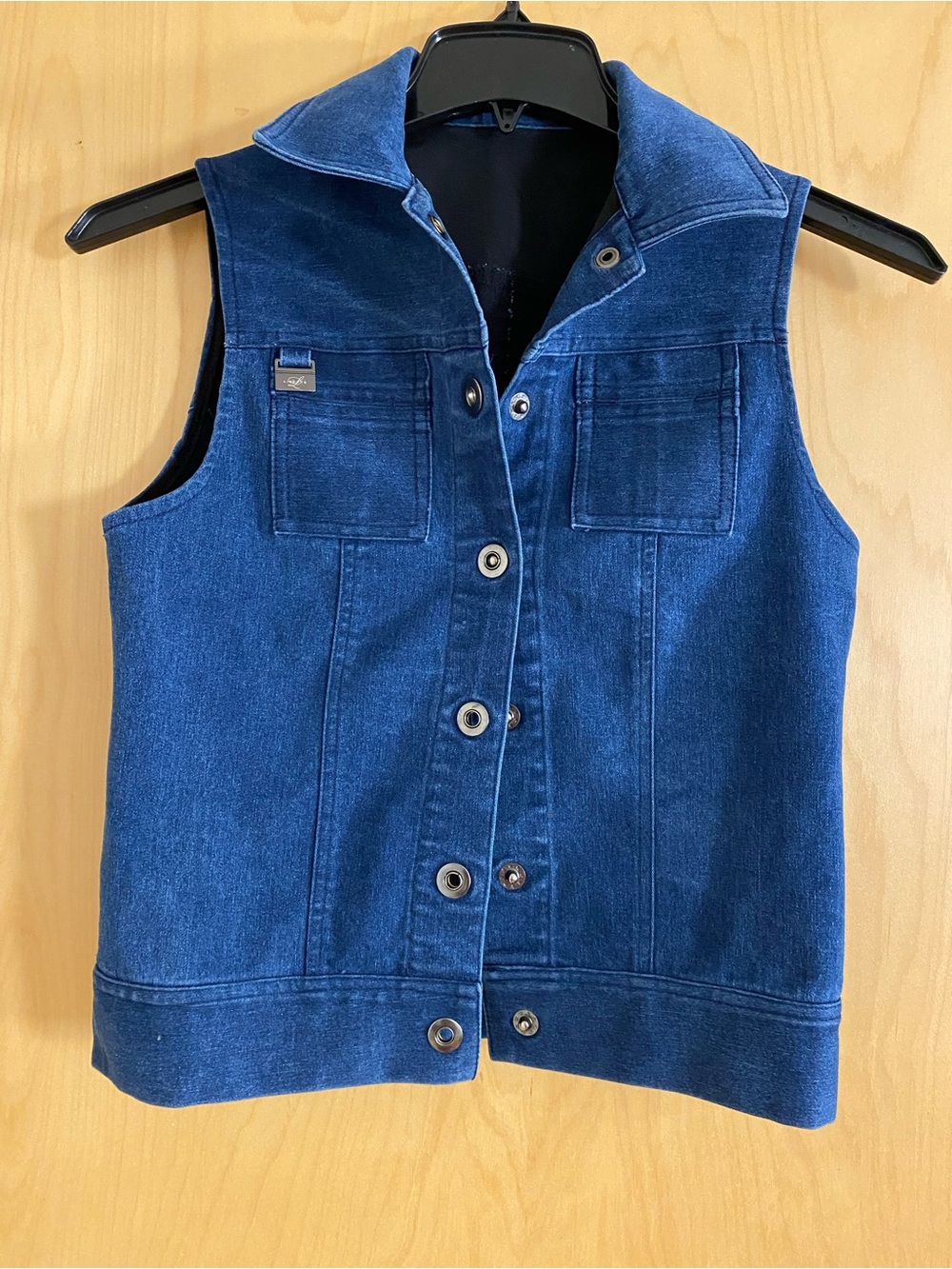 LISETTE Blue Denim Snap-Front Vest